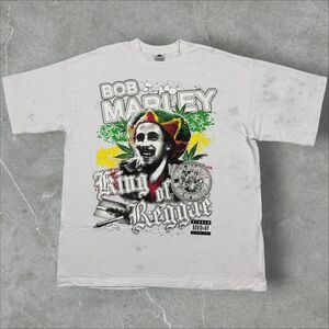 Vintage Y2K Bob Marley King of Reggae White Pro Champ Graphic Shirt - 2XL